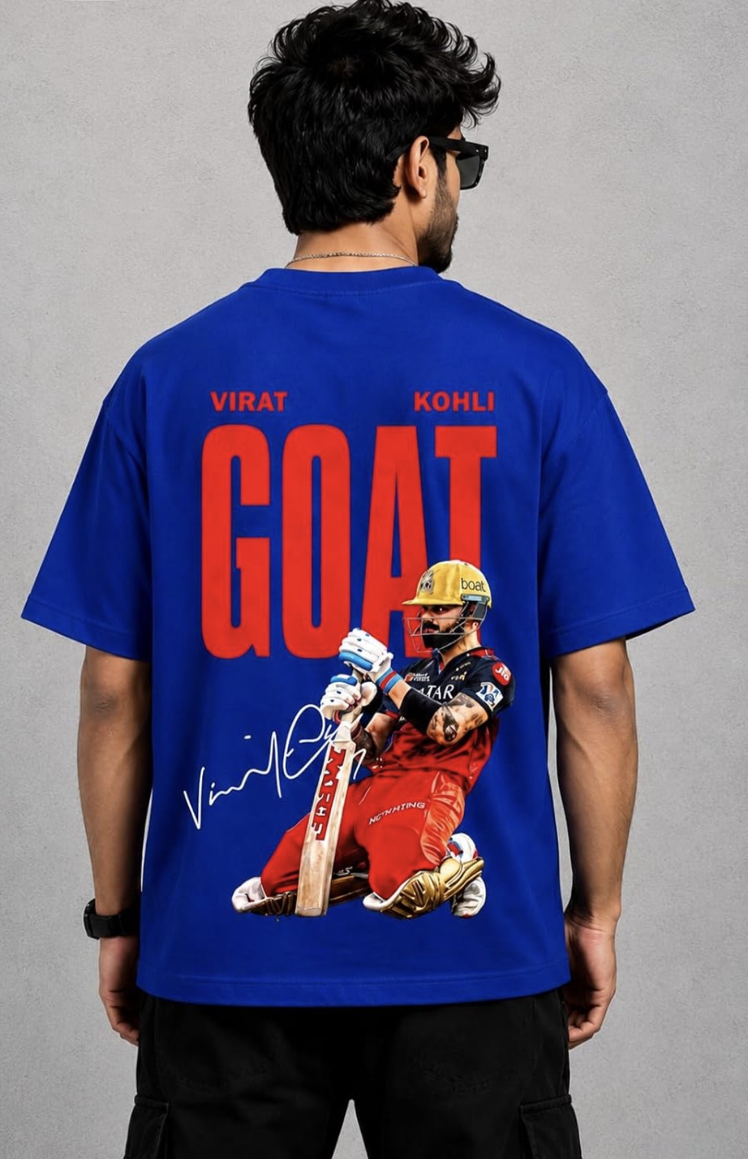 Virat Kohli Goat Royal Blue Tshirt